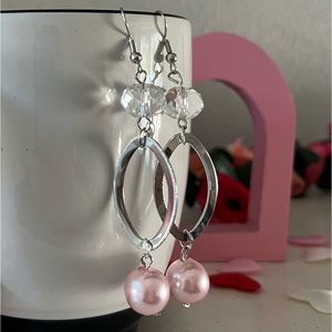 Handmade Pink Pearl Earrings